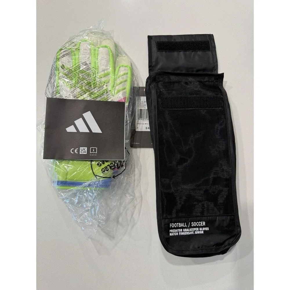 Adidas Predator Match Fingersave Jr Goalkeeper Gloves JH3810 Green Pink 7 NWT